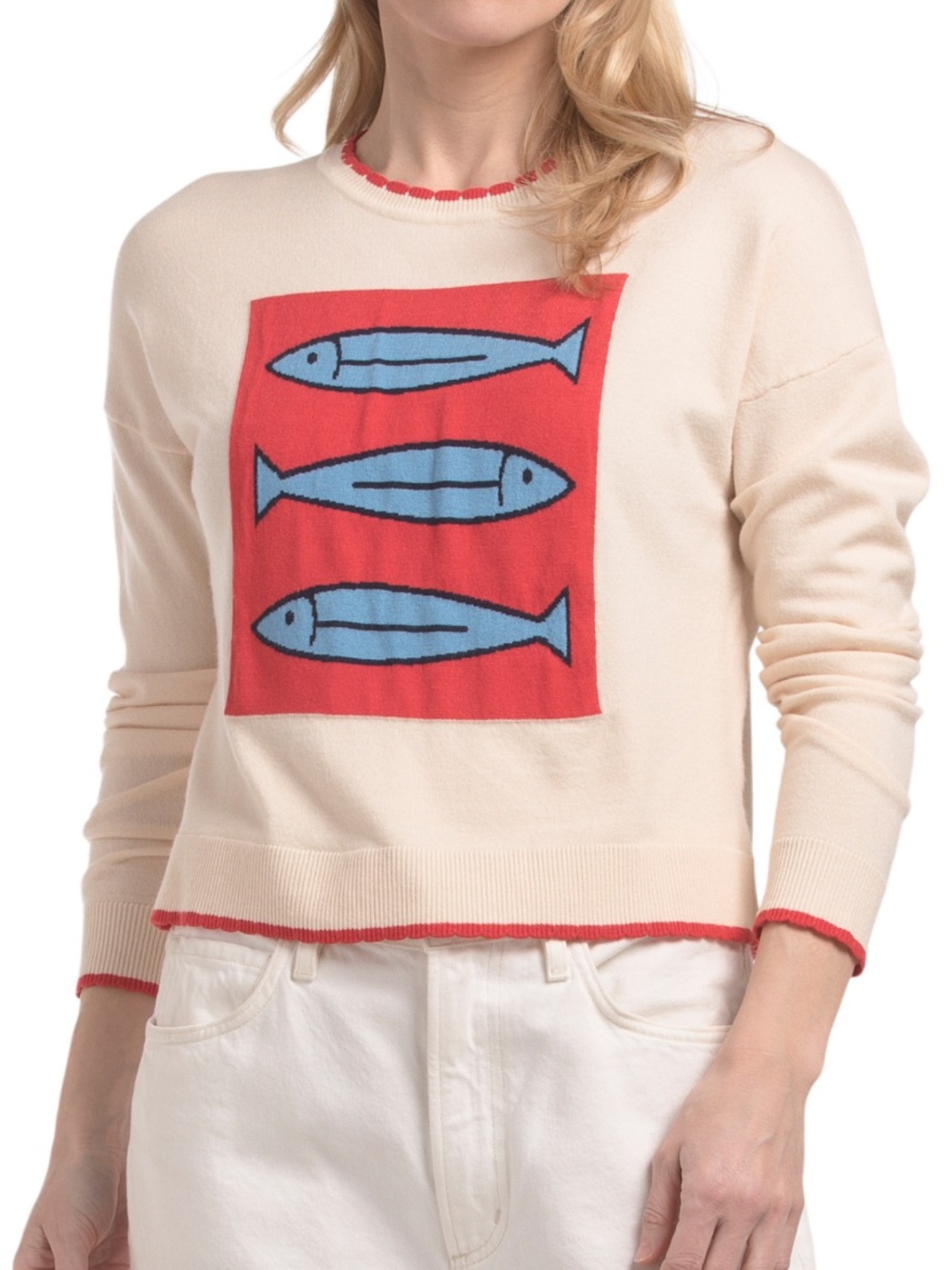 NWT Sincerely Jules Sardine Print Sweater